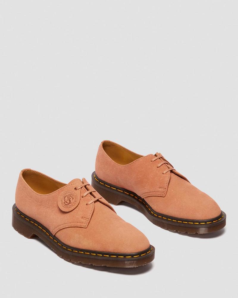 Pink Men's Dr Martens 1461 Made in England Nubuck Leather Oxfords Shoes | CA 596GSO